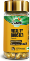 Zandu Vitality Booster Capsule, With Goodness of Ashwagandha, Safed Musli, Gokshur, Shuddha Shjilajit, Helps to Boost Energy and Strength - Pack of 60 Veg Capsules