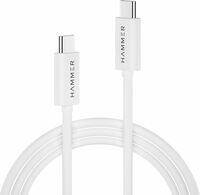 HAMMER 1.5M Type C to Type C 5A (100W) PD Fast Charging Cable with EMK Chip, Rapid Data Transfer, Anti-Breakage Wire, Compatible with Smartphone all C-Type Enabled Devices (White)