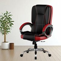 FUGO FG12 Ergonomic Office Chair with Adjustable Height,Cushioned Back & Seat,Tilting Mechanism,Heavy-Duty Metal Base,Dual Nylon Casters–Ideal for Work,Gaming, Study,3Year Warranty (Black & Red)