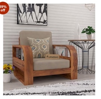 FURNESHO Wooden 1 Seater Sofa