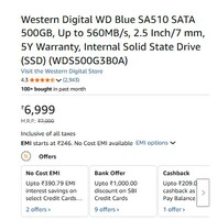Loot Price for 2026 - WD Blue Sata SSD 500GB @ 6300