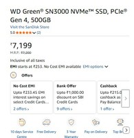 Loot Price for 2026 - WD Green® SN3000 NVMe™ SSD, PCIe® Gen 4, 500GB @ 6480