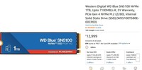 Loot Price for 2026 - Western Digital WD Blue SN5100 NVMe 1TB SSD @ 11750