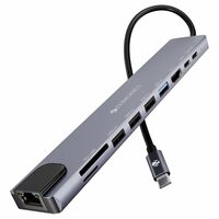 ZEBRONICS CT101, 10 in 1 Multiport HUB, 4K HDMI, 100 Watts PD Charging, USB 3.0, 2X Type C, 4X USB, SD, mSD, RJ45, Compact Metal Design, LED Indicator, Multi OS Compatible