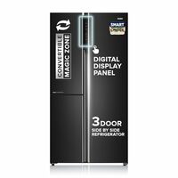 Haier SmartChoice 598L 3 Star 3-Door Side by Side Frost Free Refrigerator | Expert Inverter Technology | Digital Display Panel | Jumbo Ice Maker | Deo Fresh Technology (HRT-683GK, Graphite Black)
