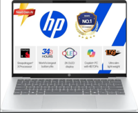 HP Omnibook 5 OLED, Snapdragon X Processor (16GB LPDDR5x,1TB SSD) 2K OLED, Micro-Edge, 16''/40.6cm, Win11, M365*Office24, Glacier Silver, 1.59kg, fb0001QU, FHD Camera, Backlit, Next-Gen AI Laptop