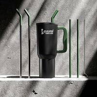 Cockatoo Stainless Steel Double Insulated Tumbler Water Bottle for Hot, & Cold Drink | Leakproof Handle Sipper Tumbler with 2 Reusable Steel Straw, and 2 Brushes|1.2L Black