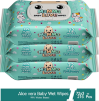 Mamma Love 99% Pure Water Baby Wet Wipes with Lid | Pack of 3 | 72 pcs/pack |.. (216 Wipes)