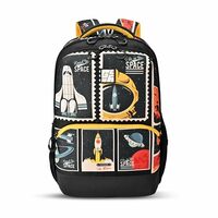 Gear Astronomical Stamp 4 Compartment Backpack 19"/38L Large Water Resistant School Bag/Casual 4 Compartment Backpack/Daypack/Kids Bag for Boys/Girls (Black-Yellow)