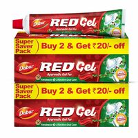 Dabur Red Gel Ayurvedic Toothpaste - 600g (150g x 4) | Reduction in Bad Breath, Plaque & Gingivitis | Freshness with Protection | For Healthy Gums & Effective Dental Care