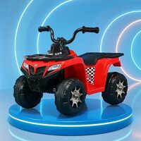 Kidsmate ATV Raider Electric Car for Kids | Battery Operated Cars for Kids with 6V Battery, LED Lights Bluetooth & USB Multimedia | Forward & Backward 4 Wheels Ride on Toy for Age 2-5 Yrs - Black/Red
