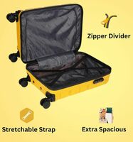 Teakwood Small-Medium-Large 8 Wheels Trolley Bag, Hard Cabin with Zipper Closure (Set of 3, Aqua Green)