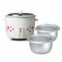 Prestige PRWO 1.8-2 Electric Rice Cooker| 2 Aluminium Cooking Pans | Stainless Steel Lid | Grey/White