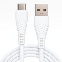 MAK Type C 2.4A 1M Unbreakable Round Cable with Fast Charging Quick Data Sync and Durable PVC Connectors Compatible with Smartphones Tablets and USB C Devices White