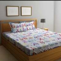 Home Sizzler Kid's Alphabet Microfiber Double Bedsheet with 2 Pillow Covers (Multicolour)
