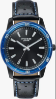 Sonata Poze 7 Analog Black Dial IP Black + Blue Stitch Leather Strap Watch for Men - SP70092KL01W