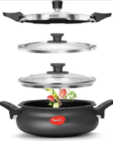 Pigeon by Stovekraft All in One Super Cooker 620-H 3 Litre Hard Anodised Outer Lid Pressure Cooker (Black, Aluminium)