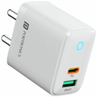 Portronics 35W Adapto 35B Dual Port Fast Charging Adaptor with Type C PD Port & USB-A Port, LED Indicator, PPS Technology, 18W USB Output, Supports iPhone, Samsung & Other Android Devices(White)