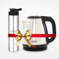 Zepto : Cadlec 1.5L Electric Kettle & Stainless Steel Bottle Combo | Auto Cut-Off | White