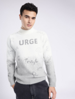  glitchez Typography Self Design High Neck Pullover Sweater