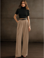 GENZILOOKS Women High-Rise Pleated Trousers
