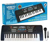 VEBETO Kids Piano Keyboard with Mic (1 Year Warranty) 37 Keys 8 Rhythms 8 Tones 6 Demos Portable Electronic Keyboard Toy Beginners Educational Songs Recording Musical Toys 2 3 4 5 Years Boys Girls