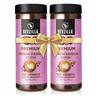 Bevzilla Vanilla Flavoured Instant Coffee Powder Jar - 400 Gram(200g Pack of 2) | Make 100 Cups | Arabica Coffee | Best for Espresso, Latte & Cappucino | Hot & Cold Brew