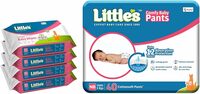 Little's Soft Cleansing Baby Wipes (80 wipes) pack of 4 & Baby Pants Diapers New Born, White, upto 5 kgs, 40 Count