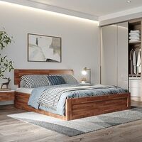 Wakefit Bed | King (78 X 72) Teak Wood Bed with Storage, 3 Year Warranty 