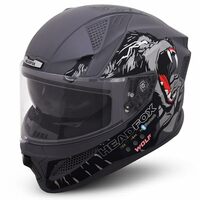 HEADFOX N2F Wolf Full Face Bluetooth Helmet for Bike | Built-in Bluetooth | Glossy
