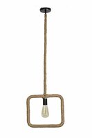 tu casa 220W HG-03 Holder Type e-27 Square Shape Jute Rope Pendent Light (Light Brown, 12x1x40", Bulb not Included)