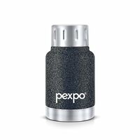 Pexpo Cameo ISI Certified Stainless Steel Vacuum Insulated Flask - 160ml | Double Wall Hot & Cold Upto 4-5 Hours | Office, School, Gym, & Travelling | Men, Women & Kids | RCB Edition - Black