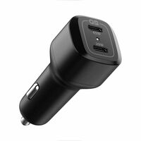 Spigen Total 65w(45w+20w) Fast Charging Car Charger Adapter, USB-C Dual Port, PD3.0, for iPhone 17/16/15/14 Series, Galaxy S25/24/23, Earbuds, Tablet & More (PC2000) - Black