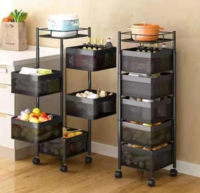 Rasvesh Multi-Purpose Trolley Storage Organizer and Kitchen Accessories Items for Kitchen Storage Rack Square Design Fruits & Vegetable Onion Cutler (5 Tier)