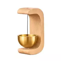 Wooden Magnetic Doorbell with Brass Bell – Japanese Style Musical Chime for Home Entrance – Wall Mounted Décor Bell for Office