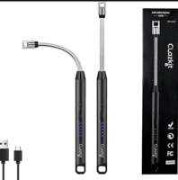 Clazkit Plastic, Stainless Steel USB Rechargeable Plasma Arc Lighter Windproof, 360° Flexible Neck, Multipurpose for Kitchen, Pooja, Candles & BBQ Up to 600 Uses Per Charge