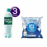 Zepto : Bisleri Club Soda(750 ml) & Dr. Cubes Ice Cubes(1 kg) Combo