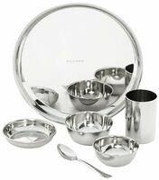 Amazon Solimo Dinner Set| Stainless Steel | Set of 6 | Solid Mirror Finish | Silver