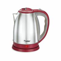 Prestige 1.5L PKOSS Stainless Steel Electric Kettle | 1350 Watts| Elegant Design   | Automatic Cut-Off and Single-Touch Lid Locking | Red | 1Y Warranty | ISI Certified