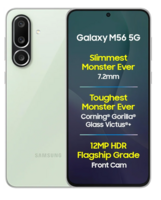 Samsung Galaxy M56 5G Mobile (Light Green,8GB RAM,256GB Storage)| Segment's Slimmest|Gorilla Glass Victus+| 10 Bit HDR Video| 50MP Camera| AI | Vapour Cooling Chamber| Lag-free Gaming| Without Charger