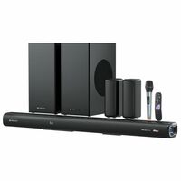 ZEBRONICS Juke BAR 9900 Soundbar, 725 Watts, DTS X, Dolby Atmos, 5.2.4 CH, 2X Wireless (Subwoofer & Satellites), BT v5.3 | HDMI eARC | Optical in | AUX | USB, RGB LED, Wireless UHF Mic, Deep Bass