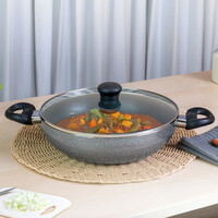 Kreme DELUXE 3mm 260mm Kadhai 26 cm diameter with Lid 3.5 L capacity (Aluminium, Non-stick, Induction Bottom)