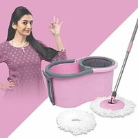 ELINOR Delight Spin Mop Bucket Set Comes with 2 Microfiber Refills, 360 Degree Rotating Mop with Extendable Rods and Handle Lock