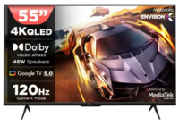 MOTOROLA 140 cm (55 inch) QLED Ultra HD (4K) Smart Google TV 2025 Edition with 5.0 with 48 W speaker, 120Hz Game accelerator, and Dolby Atmos (55UHDGQMVSAQ)