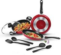 MILTON Pro Cook Kitchen Pride Plus Granito Non Induction, Maroon Non-Stick Coated Cookware Set (Aluminium, 7 - Piece)