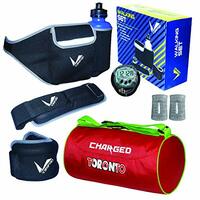 VERIFIED Gym Set Including VF-1026 Walking Set with Charged Gym Bag Toronto Large RED and Wrist Band 3'' Pair MILANCHE Grey
