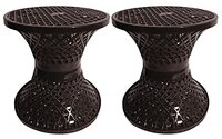 Kuber Industries Mesh Design Both Sided Plastic Sitting Stool, Planter Stand, Sidetable for Living Room, Bed Room, Garden in Damroo Style- Pack of 2 (Brown) (HS_38_KUBMART021793)