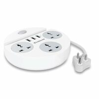 Goldmedal Zippo 1.5-Meter Extension Cord | 3 USB Charging Ports & Mobile Holder | Master Switch with Indicator | White