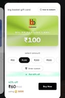 CRED : Get big basket gift card worth 100rs at 40% off .
