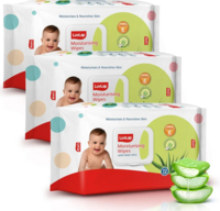LuvLap Moisturising Wipes with Aloe Vera Lid (72 Wipes/Pack, Pack of 3)